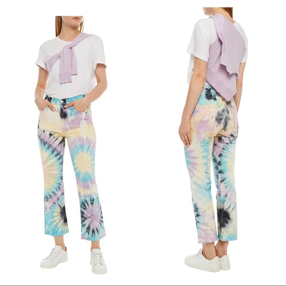 Mother The Tripper Tie Dye High Rise Kick Flare Jeans in Swirling Secrets - Picture 4 of 13